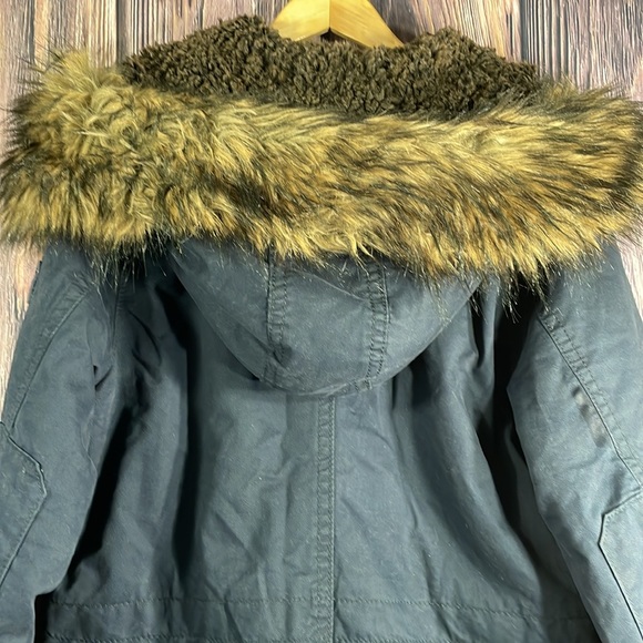 Abercrombie & Fitch Basin Mountain faux Fur linen fur Hood Military Parka Jacket - Picture 3 of 13